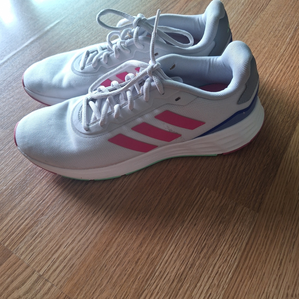 Adidas Women's White and Pink Sneakers